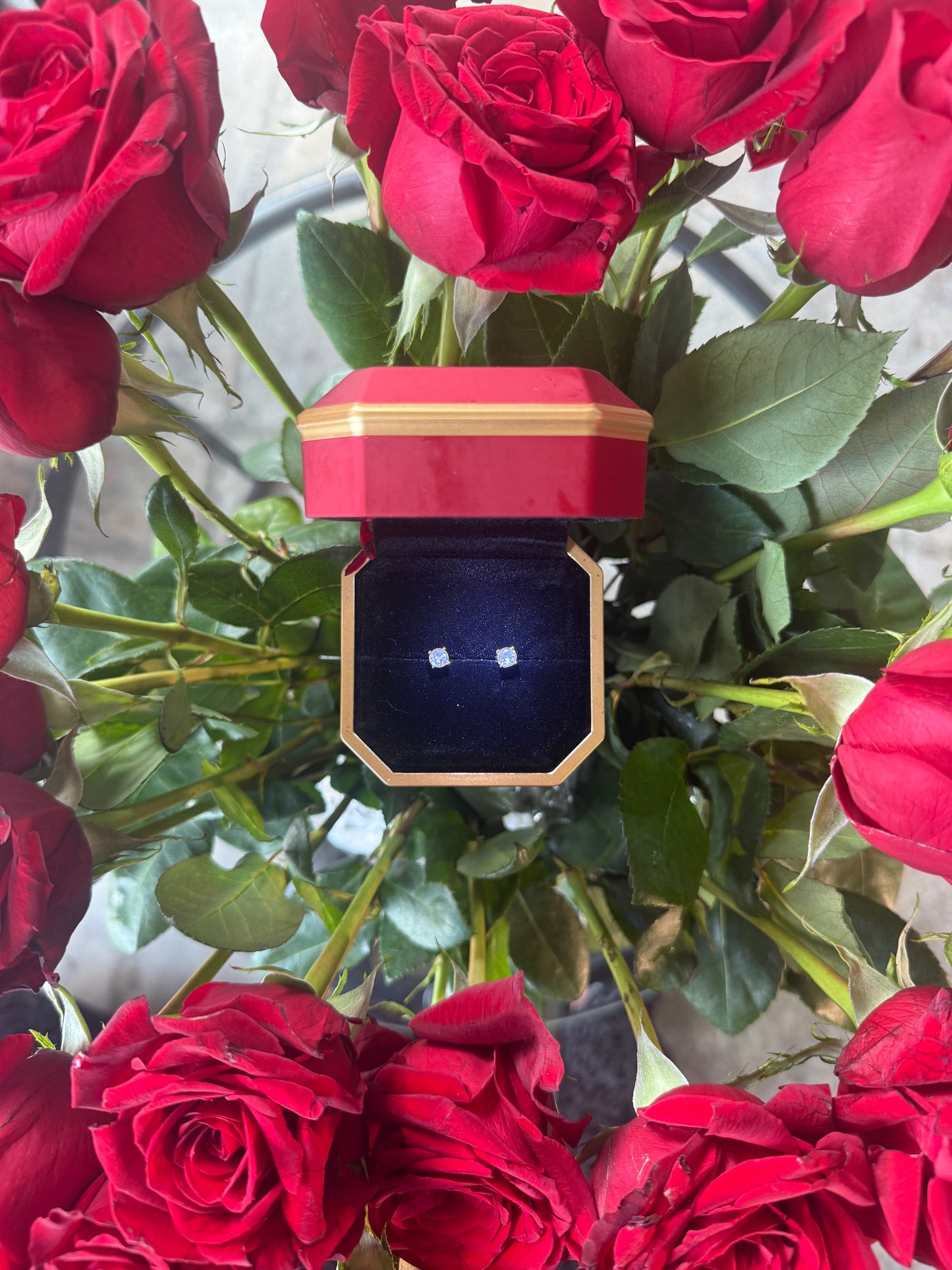 GEMSTEM WITH 1 CTW LAB DIAMOND EARRINGS