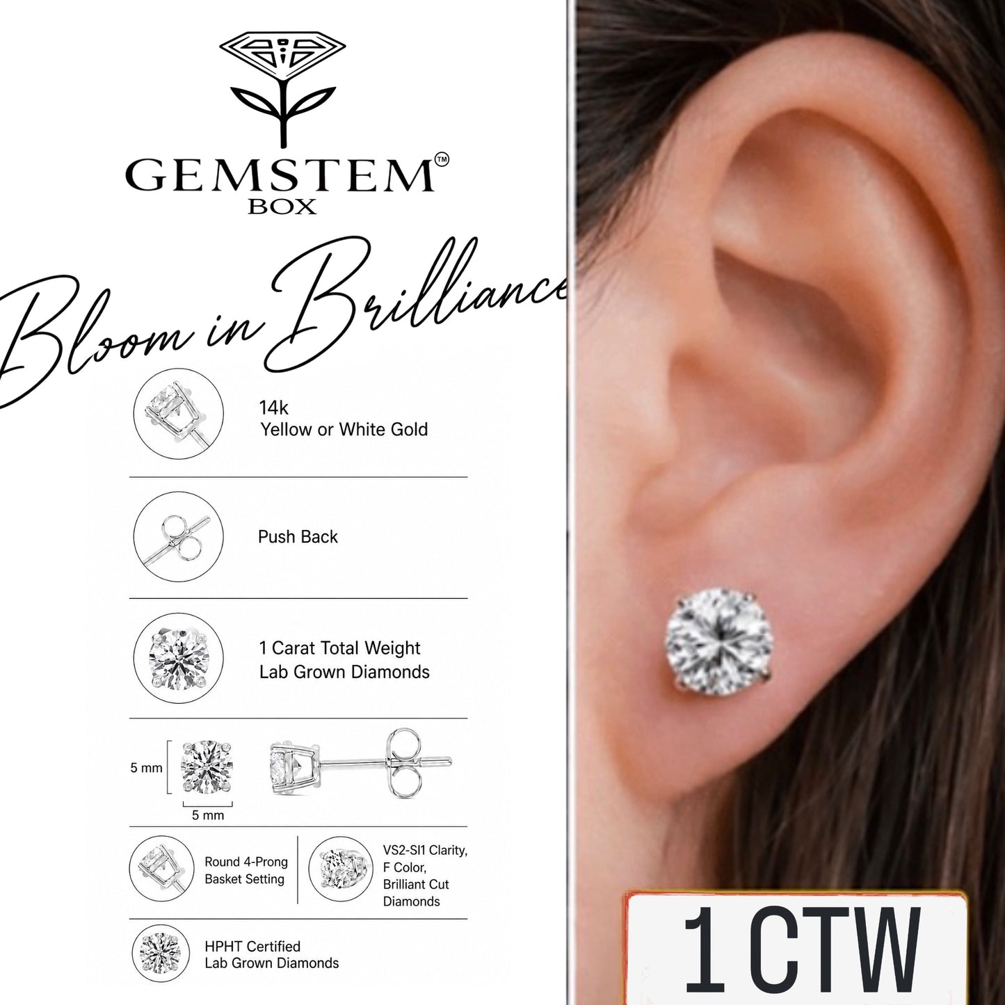 RETAIL PRESENTATION REPLACEMENT SET (14K GOLD LAB DIAMOND EARRINGS ONLY)